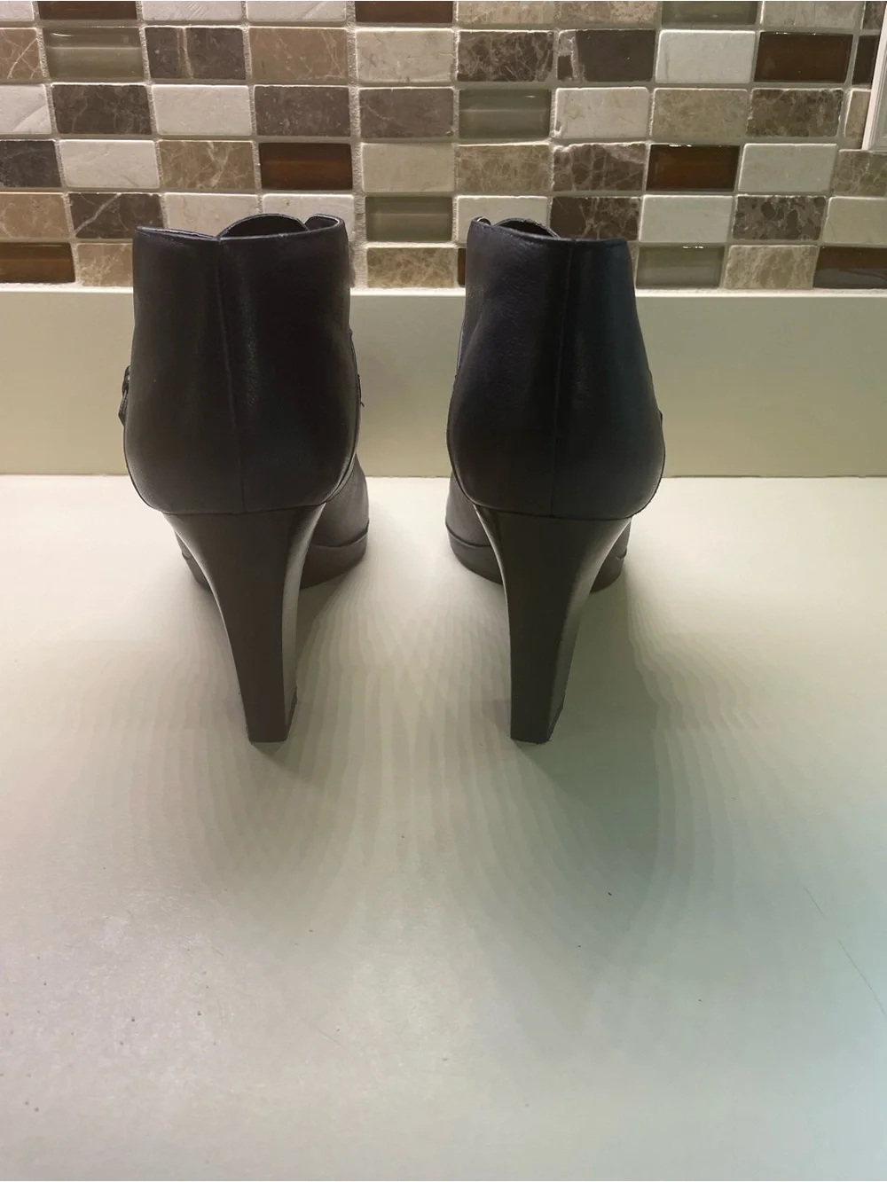 Franco Sarto Navy‎ Blue Buckle Ankle Booties with Heels, Size 9M